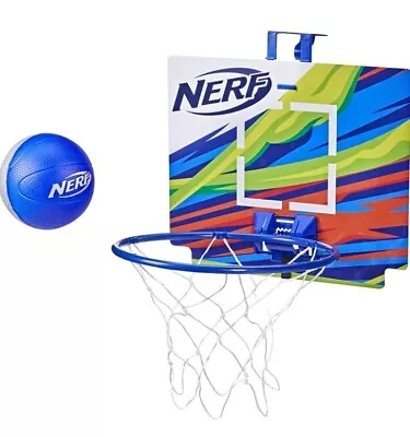NERF Nerfoop The Classic Mini Foam Basketball And Hoop - Hooks On Doors Blue • $10