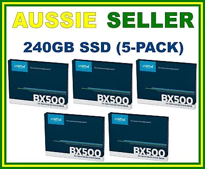 5 X Crucial 240Gb 2.5 SATA SSD Drive HDD 5pcs Pack 5Pk CT240BX500SSD1 BX500 240G • $250
