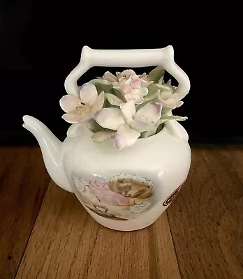 RARE ROYAL ALBERT Beatrix Potter Mrs Tiggy Winkle Watering Can W/ Flowers READ • $25