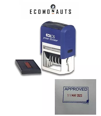 Colop  APPROVED  Printer 35-Dater Self Inking Rubber Stamp 30 X 50mm - Blue/Red • £14.99