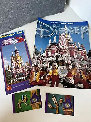 LOT Vintage Disney 25th Anniversary Book Magic Kingdom Guidemap Tickets Aug 1997 • $5