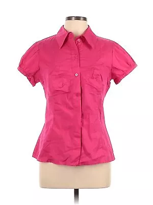 Moda International Women Pink Short Sleeve Button-Down Shirt L • $17.74