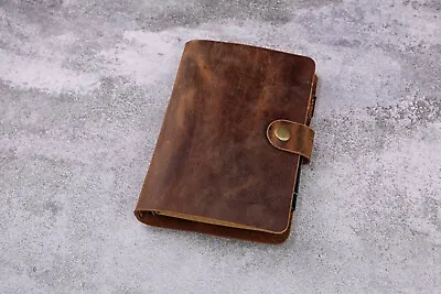 Personalized Rustic Leather 6 Ring A6 Journal Diary Cover With Pen Holder • $19.99