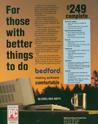 $13.49 • Buy 1988 Bedford Making Software Comfortable Payroll Ledger Cost Vtg Print Ad PC1