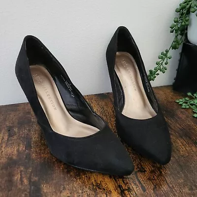 M&S Collection Insolia Black Suede Feel Court Shoes High Heels Size 3 • £9.99
