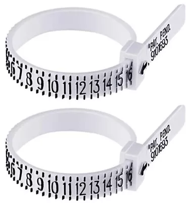 2-Pack Ring Sizer Measure Tool Gauge Plastic Finger Sizing Finder Reusable 1-17 • $1.95