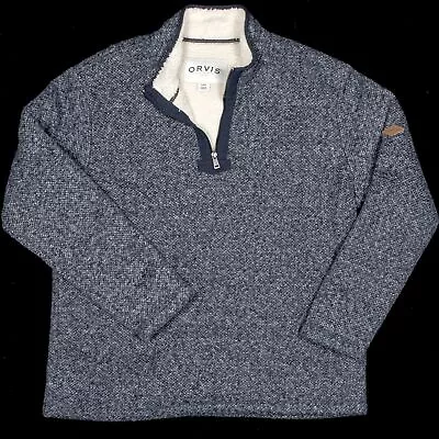 Orvis Sweater Mens Extra-Large XL Lake Blue Fleece 1/4-Zip Sherpa Lined Pullover • $69.74