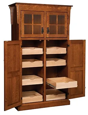 Amish Mission Arts Crafts Kitchen Pantry Storage Cupboard Roll Shelf Solid Wood • $3249