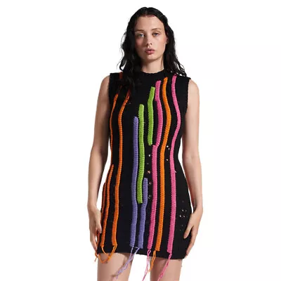 Stylish New Women Bandage Sleeveless Patchwork Bodycon Club Party Midi Dress • $26.39