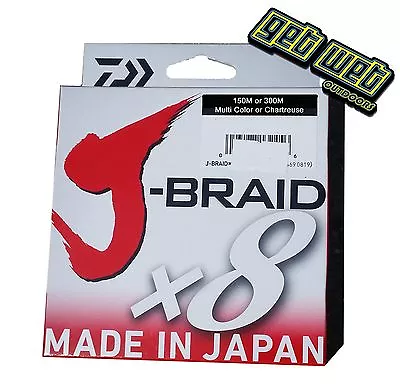 Daiwa J Braid 150M - 300M Spools Multi Coloured Or Chartreuse  • $34.95