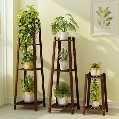 2/3/4 Tiers Rising Tall Plant Stand Wooden Plant Holder Corner Side Table Window • £23.91