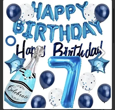 7th Birthday Boys Party Decorations Balloons And Banners • £8