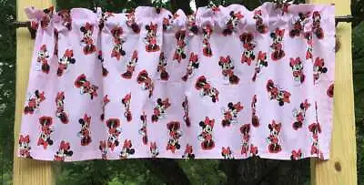 $18.99 • Buy Minnie Mouse Valance Baby Girl Nursery Pink Polka Dots Handmade Curtain Valance