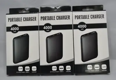 Lot Of 3 Portable Chargers 4000 MAH 2.4 Amp Power IPhone USB Charger Android • $24.98