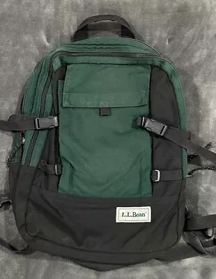 Vintage LL Bean  Backpack Green Rucksack Canvas • $45