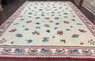 Stark Rug 10x14 Vintage Stark Carpet Ivory Floral Wool Large • $2065