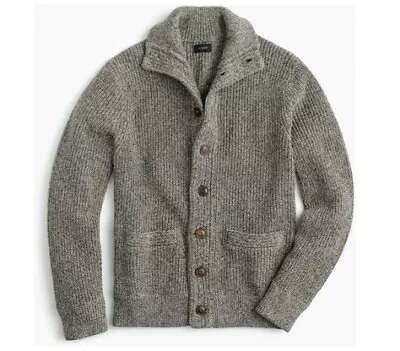 J. Crew Marled Cotton Mockneck Cardigan Sweater Size M • $38