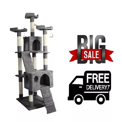 $79.90 • Buy PaWz Cat Trees Scratching Post Scratcher For Large Cats Tower House Grey - 184cm