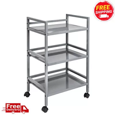 3 Tier Rolling Utility Serving Cart Storage Mobile Organizer Kitchen Metal Gray • $37.81