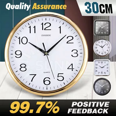 Wall Clock Quartz Round Square Wall Clock Silent Non-Ticking • $15.50