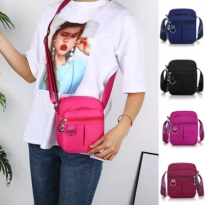 Ladies Handbag Cross Body Bag Mens Shoulder Messenger Over Double Multi Pocket • £9.79