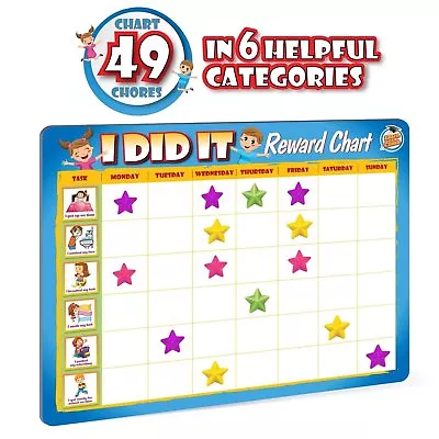 Kids Reward Chores Chart - 49 Behavioral Tasks In 6 Exciting CategoriesMagnetic • $21.99