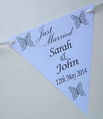 £6.29 • Buy Personalised Just Married Wedding Bunting 12 Flags Table Candy Bar Party Garland