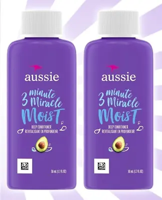 Aussie 3 Minute Miracle Moist Deep Conditioner Travel Size 1.7 OZ LOT Of 2 NEW • $7.50