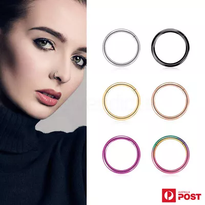 2PCS Hinged Hoops Ear Nose Rings Titanium Septum Body Piercing Jewellery • $7.99