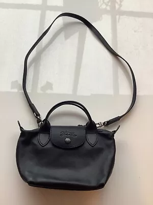 LONGCHAMP MODELE DEPOSE SMALL 2 WAY HANDBAG. Black Leather • £99