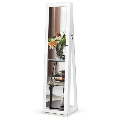 Full Length Mirror Freestanding Jewellery Cabinet Lockable Armoire W/ Shelves • £109.95