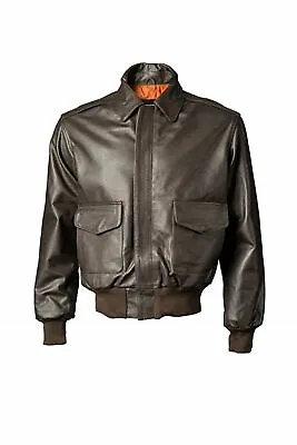 John Ownbey Men's Leather Military Style A-2 Jacket - Brown • $189.99