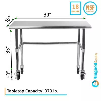 18  X 30  Stainless Steel Open Base Table | NSF Prep Metal Work Table • $215.95