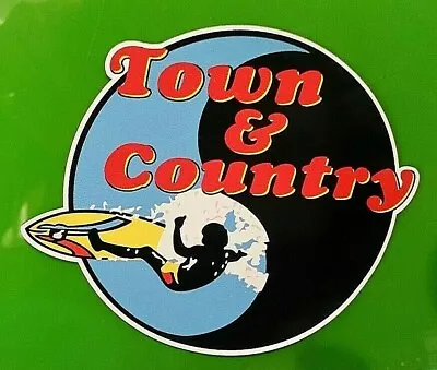  TOWN & COUNTRY SURFBOARDS  VINTAGE RETRO Sticker Decal 1970s LONGBOARD SURFER ! • $2.57