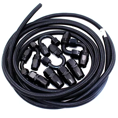 £51.99 • Buy AN6 6AN Fitting Nylon Stainless Steel Braided Fuel Hose End Adapter Oil Line Kit