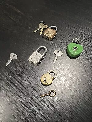 Mini Small Vintage Luggage Diary Pad Locks Keys Lot Of 4 • $12