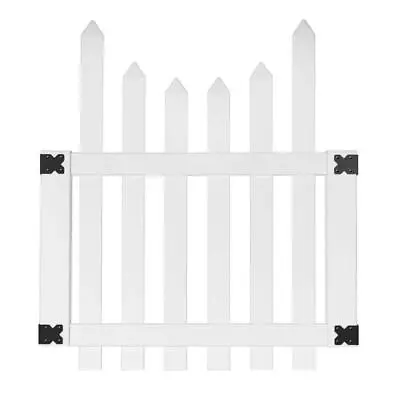 Veranda Spaced Picket Fence Gate W/ 3  Pointed Pickets 3.5 Ft X 4 Ft Vinyl White • $166.68