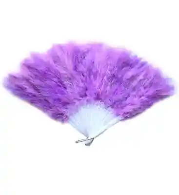 Light Purple Folding Feather Hand Fan Ladies Event Dance Party Halloween Costume • $9.99