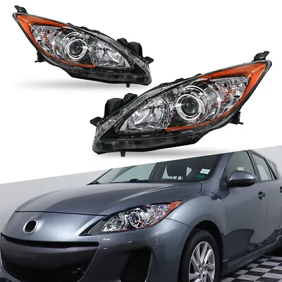 Pair Chrome Headlight Front Lamps Clear Lens For 2010-2013 Mazda 3 • $110.88