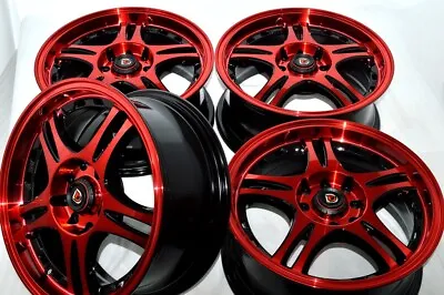 4 New DDR ZK16 15x6.5 4x100/114.3 38mm Black/Red 15  Wheels Rims • $609