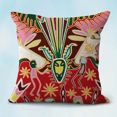 Sofa With Pillow Case Huichol Mexican Tribal Art Cushion Cover • $15.89