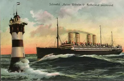 Postcard Nautical Schnelld Kaiser Wilhelm Rothesand Passlerend 1909 • $7.99