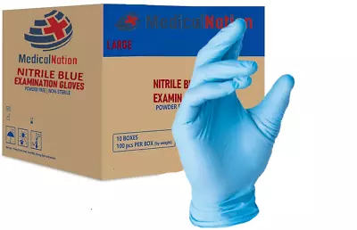 CASE OF 1000 Blue Nitrile Exam Medical Grade Gloves 3.5mil Thick 10 Boxes Of 100 • $140