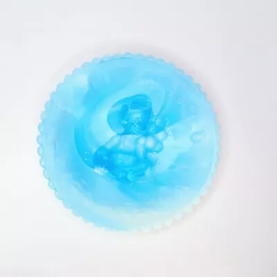 Mosser Glass Balloon Clown Plate  Gabby  Medium Blue Crystal & White Slag 1981 • $9.99