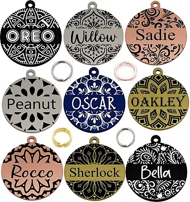 £4.99 • Buy Double Side Engraved Thick Round Id Name Disc Personalised Pet Dog Cat Tag 