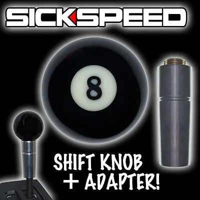 Black 8 Ball Shift Knob & Auto Adapter Automatic Gear Shifter Lever Selector Ka2 • $44.88