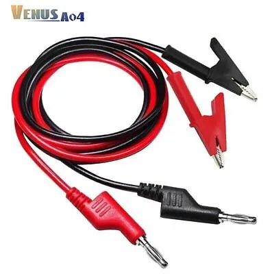 2PCS 4mm Stackable Banana Plug To Crocodile Alligator Clip Test Leads 1M Cable • £5.99