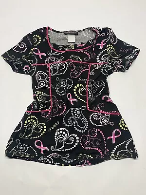 Baby Phat Scrub Top Womens XS Breast Cancer Awareness Cinched Waist Shirt • $12.95