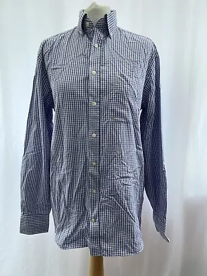 Blue Check Shirt M&S Size 15” 38 Cm Long Sleeve Collar Cotton Oxford Shirt Men’s • £7.99