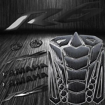 24PCs Perforated Black Fuel Tank Pad+8  3D Logo+Letter+for YZF-R6 Emblem Sticker • $26.39